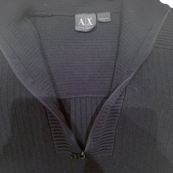 Armani Exchange 1/4 zip Knit Sweater 100% Cotton Men's Large Black Quarterzip - Picture 7 of 11
